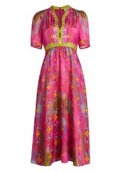 Saloni Tabitha Printed Silk Midi-Dress