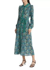 Saloni Vanessa-B Silk Tie-Waist Midi-Dress