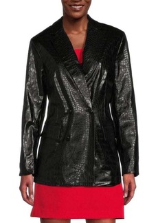 Sam Edelman Braellynn Croc Embossed Faux Leather Blazer