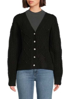 Sam Edelman Danica Embellished Cable Knit Reversible Sweater