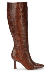 Sam Edelman Davin Snakeskin-Embossed Leather Knee-High Heeled Boots