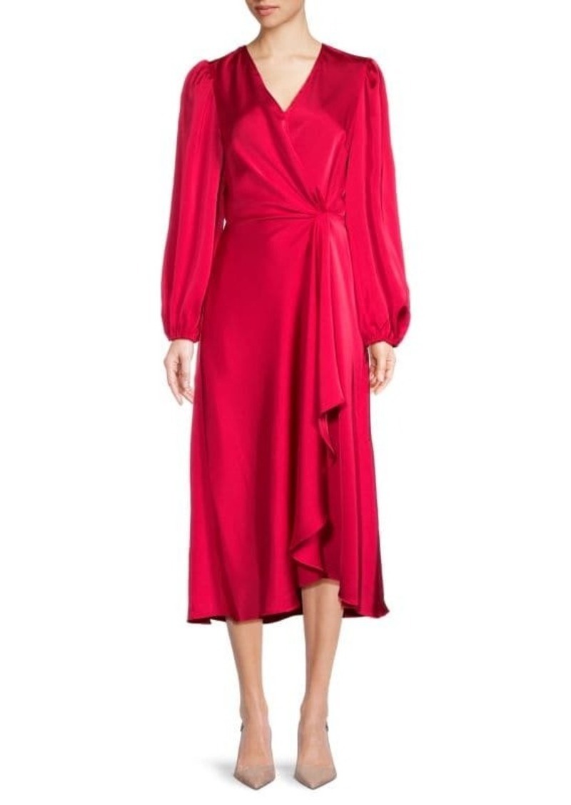 Sam Edelman Faux Wrap Satin Midi Dress