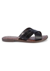 Sam Edelman Gillian Crocodile-Embossed Leather Slide Sandals