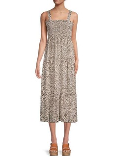 Sam Edelman Leopard-Print Smocked Dress