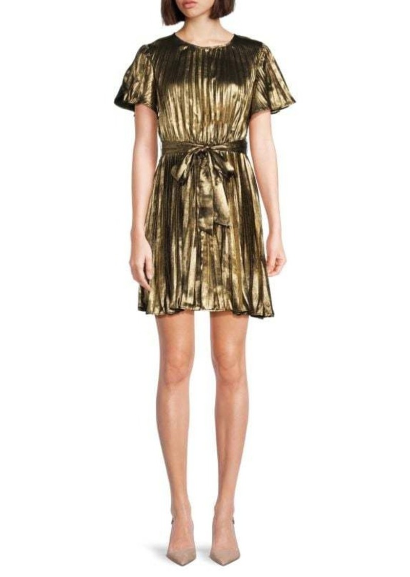 Sam Edelman Metallic Accordion Pleat Mini Dress