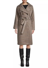 Sam Edelman Plaid Belted Double-Breasted Trench Coat