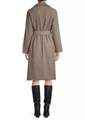 Sam Edelman Plaid Belted Double-Breasted Trench Coat