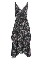 Sam Edelman Ribbon Print Tie Waist Tiered Dress