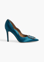 Sam Edelman - Harriet crystal-embellished satin pumps - Blue - US 5.5