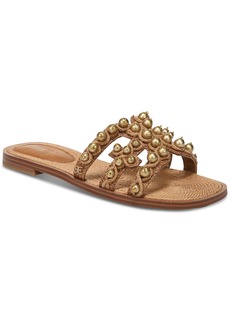 Sam Edelman Bay Soleil Embellished Slip-On Sandals - Cuoio Raffia/Bronze Bead