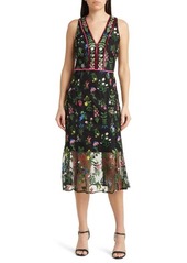 Sam Edelman Botanical Embroidered Semisheer Sleeveless Dress