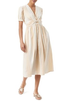 Sam Edelman Christy Stripe Twist Front Linen Blend Midi Dress