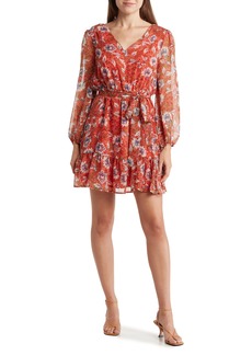 Sam Edelman Country Balloon Sleeve Fit & Flare Dress in Red Multi at Nordstrom Rack