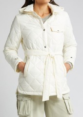 Sam Edelman Diamond Quilt Hooded Belted Shacket