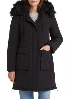 Sam Edelman Hooded Down & Feather Fill Parka with Faux Fur Trim