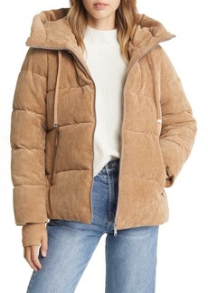 Sam Edelman Hooded Corduroy Puffer in Camel at Nordstrom