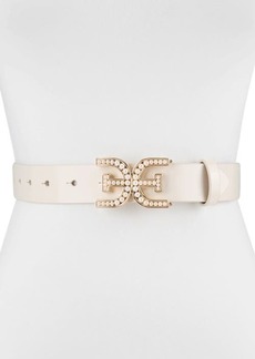 Sam Edelman Imitation Pearl Logo Plaque Belt