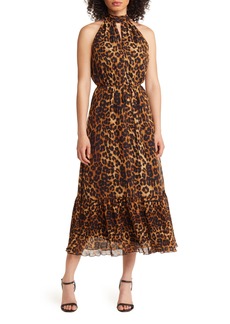 Sam Edelman Leopard Print High Neck Sleeveless Dress at Nordstrom Rack