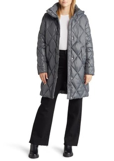 Sam Edelman Longline Hooded Quilted Puffer Jacket in Grey at Nordstrom