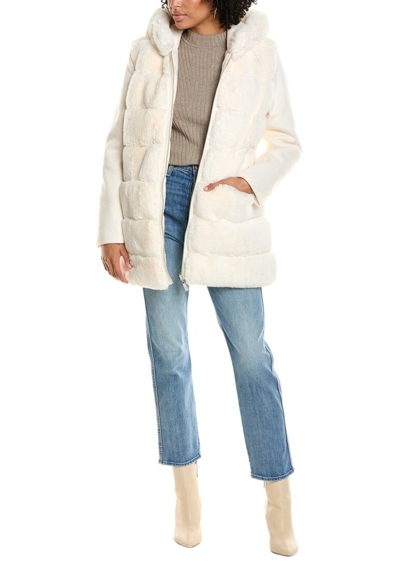 Sam Edelman Mixed Media Wool-Blend Puffer Coat