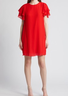 Sam Edelman Plissé Tiered Sleeve Shift Dress in Coral at Nordstrom Rack