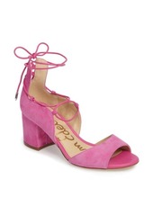 Sam Edelman Serene Lace-Up Sandal in Hot Pink Suede at Nordstrom