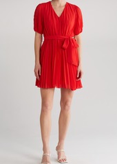 Sam Edelman Short Sleeve Pleated Dress in Coral at Nordstrom Rack