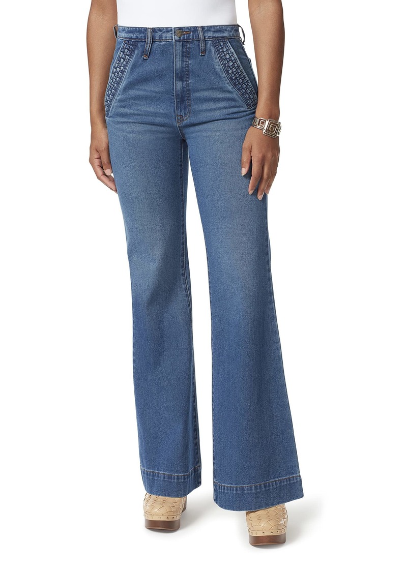 Sam Edelman Sportswear Women's Bay High Rise Trouser Flare Jean Moondance-Braid Detail