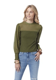 Sam Edelman Sportswear Womens Julian Ruffle Sleeve Pullover Sweater   US