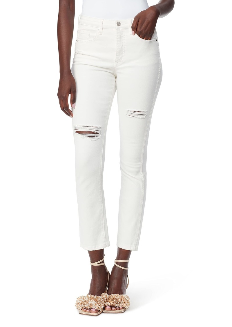 Sam Edelman Sportswear Women's Linnie High Rise Kick Flare Crop White-Destruction