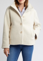 Sam Edelman Stand Collar Pressed Bouclé Jacket in Ivory at Nordstrom Rack