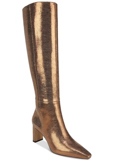 Sam Edelman Sylvia Snip-Toe Knee-High Dress Boots - Deep Gold Metallic