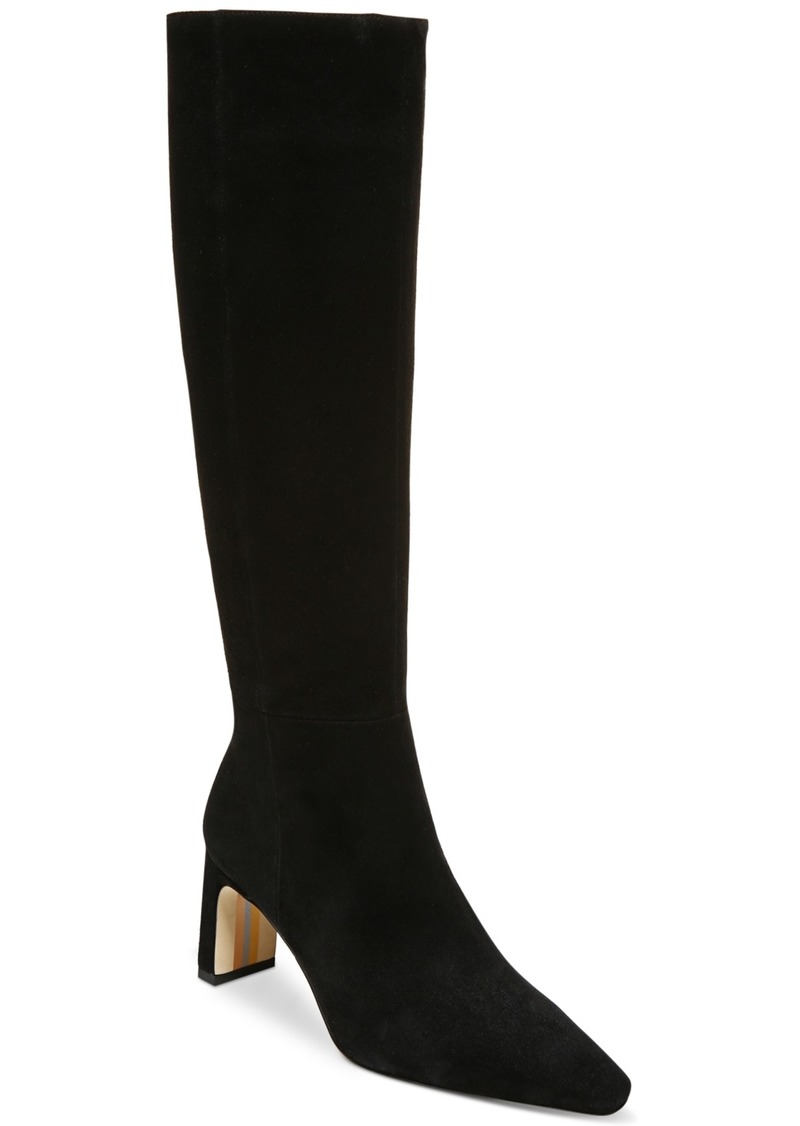 Sam Edelman Sylvia Snip-Toe Knee-High Dress Boots - Black Suede