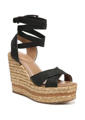 Sam Edelman Vaughn Ankle Wrap Espadrille Platform Wedge Sandal in Black at Nordstrom Rack