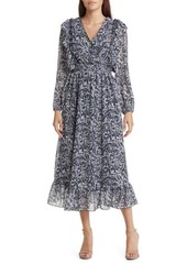 Sam Edelman Wallpaper Paisley Smocked Waist Long Sleeve Dress