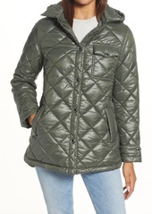 Sam Edelman Water Repellent Diamond Quilted Jacket with Removable Hood