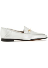 Sam Edelman Woman Loraine Embellished Metallic Leather Collapsible-heel Loafers Silver