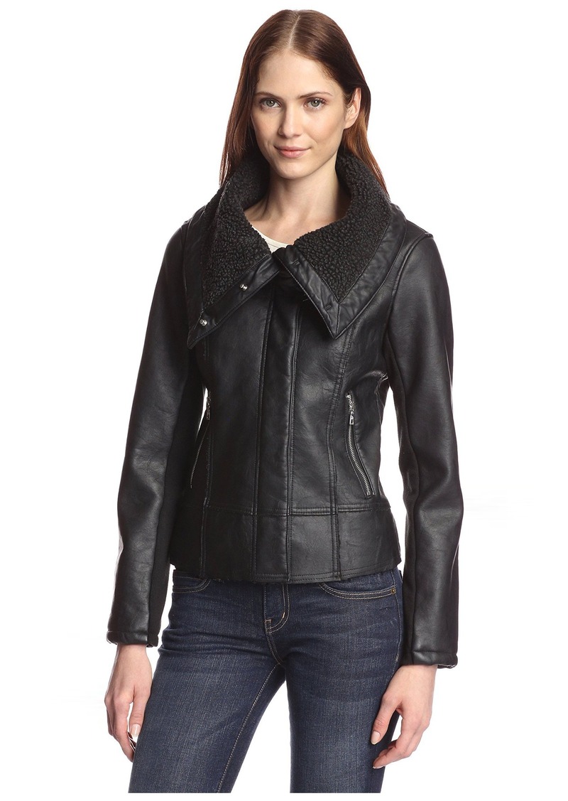 Sam Edelman Sam Edelman Women's Amy Faux Leather Aviator Moto Jacket M ...