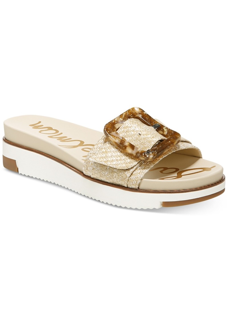 Sam Edelman Women's Ariane Platform Buckle Slide Sandals - Eggshell Basketweave