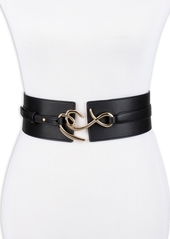 Sam Edelman Women's Corset Wide Waist Se Hook Logo Buckle Belt - Black