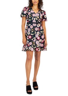 Sam Edelman Women's Embroidered Floral A-Line Dress - Navy Multi