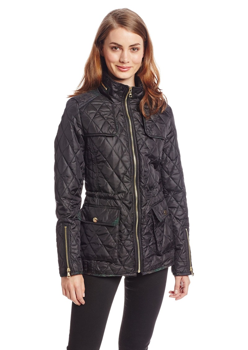 Sam Edelman Sam Edelman Women's Lexi Quilted Jacket with Plaid Trim ...