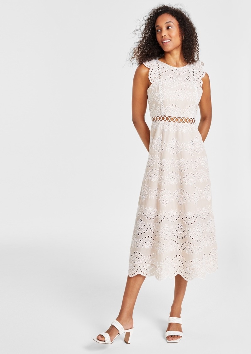 Sam Edelman Women's Eyelet-Embroidered Midi Dress - Natural