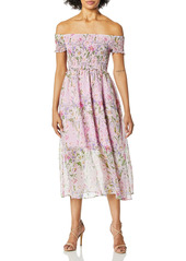 Sam Edelman Women's Floral Smocked Off The Shoulder Bodice Midi Dress