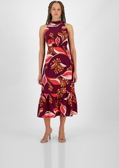 Sam Edelman Women's Hoyal Large Floral High-Neck Dress - Wine Multi