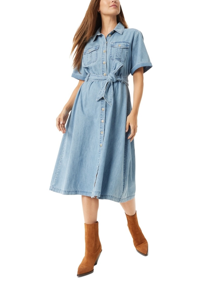 Sam Edelman Women's Jaslynn Chambray Safari Midi Dress - Aegean Blue Wash