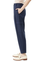 Sam Edelman Women's Laila Pinstriped Pleated Tapered Pants - Night Sky