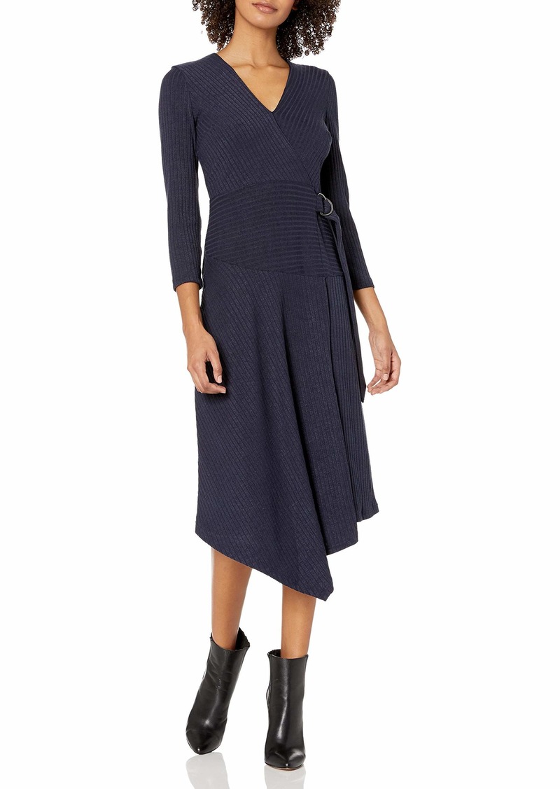 Sam Edelman Women's Belted Asymmetrical Faux Wrap Dress