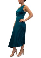 Sam Edelman Women's One-Shoulder Pleated Midi Dress - Emerald