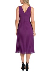 Sam Edelman Women's Pleated Faux-Wrap Dress - Eggplant